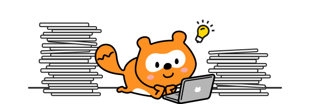 パンフレットを比較・検討するポンタ