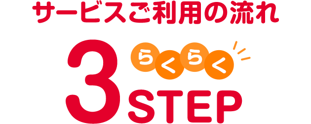 サービスご利用の流れ　らくらく3STEP