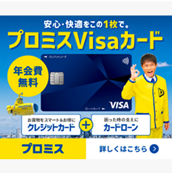 安心・快適をこの1枚で。プロミスVisaカード 年会費無料 お買物をスマート＆お得に クレジットカード＋困った時の支えに カードローン プロミス 詳しくはこちら