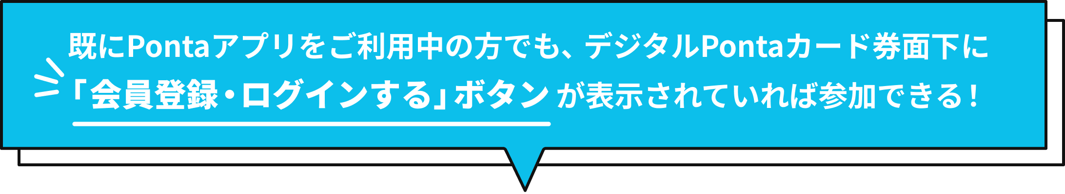 既にPontaアプリをご利用中の方でも、デジタルPontaカード券面下に「会員登録・ログインする」ボタンが表示されていれば参加できる！