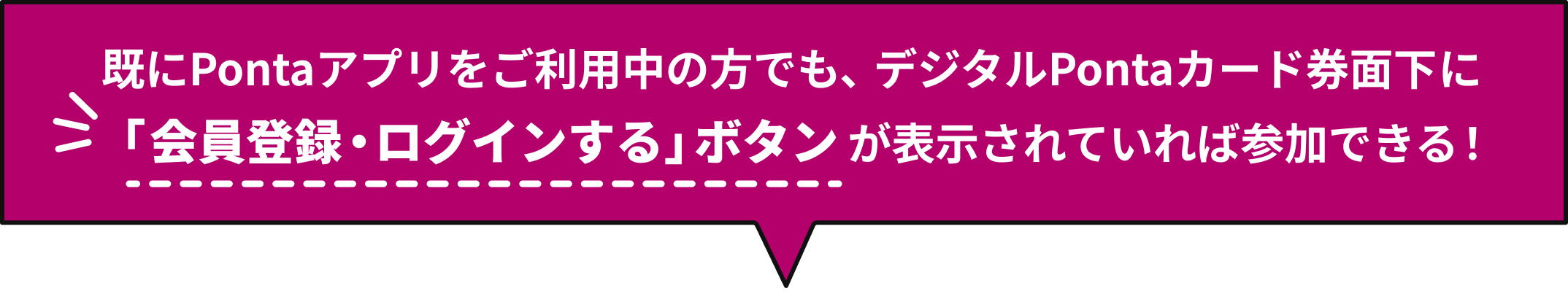 既にPontaアプリをご利用中の方でも、デジタルPontaカード券面下に「会員登録・ログインする」ボタンが表示されていれば参加できる！