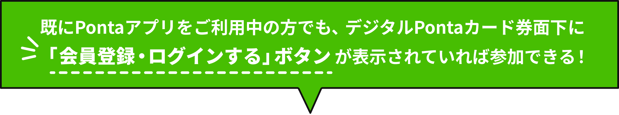 既にPontaアプリをご利用中の方でも、デジタルPontaカード券面下に「会員登録・ログインする」ボタンが表示されていれば参加できる！