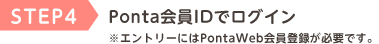 STEP4 Ponta会員IDでログイン ※エントリーにはPontaWeb会員登録が必要です。