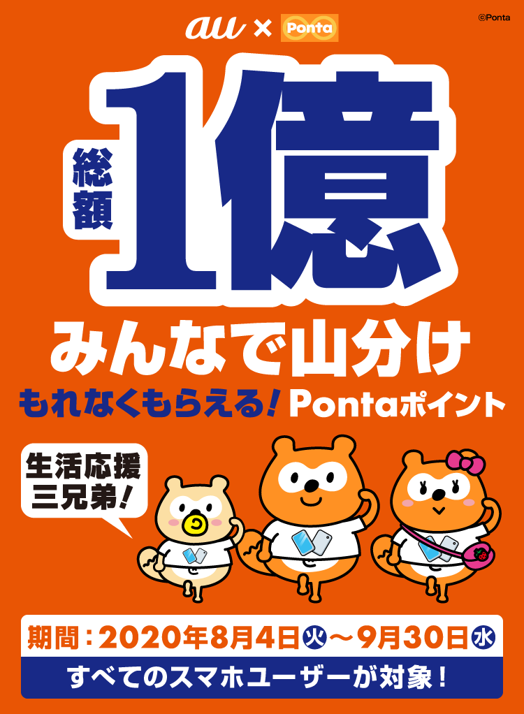 総額１億Pontaポイント！みんなで山分けキャンペーン｜共通ポイント