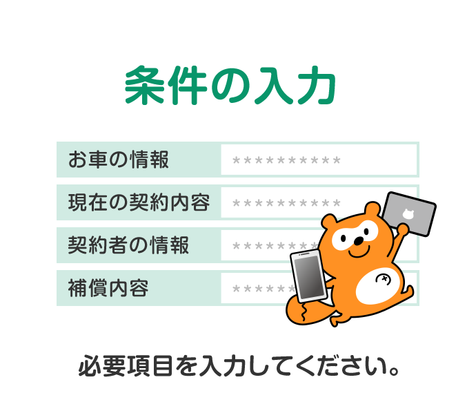 条件の入力　必要項目を入力してください。
