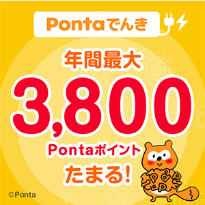 Pontaでんき 年間最大3,800Pontaポイントたまる！ Ponta