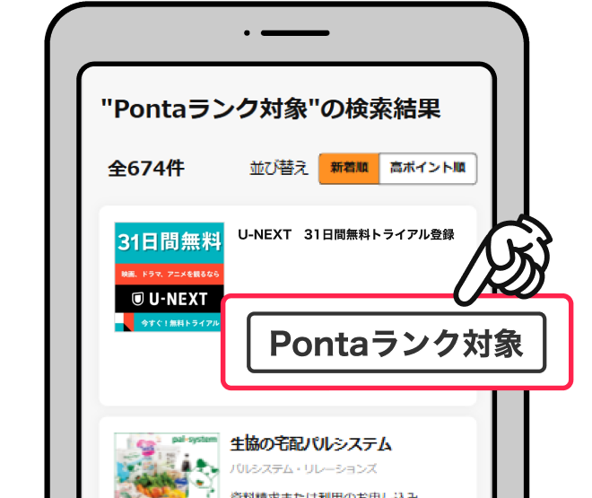 Pontaランク対象 該当部分イメージ
