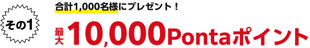 その1 合計1,000名様にプレゼント!最大10,000Pontaポイント