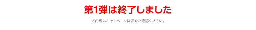 第一弾は終了しました ※内容はキャンペーン詳細をご確認ください。