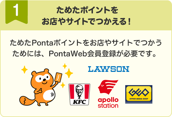 ためたポイントをお店やサイトでつかえる！