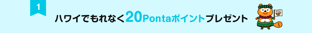 ハワイでもれなく20Pontaポイントプレゼント