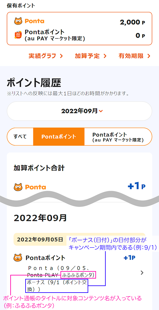 au IDポイント履歴