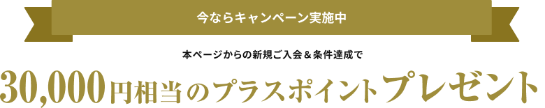 今ならキャンペーン実施中 本ページからの新規ご入会＆条件達成で30,000円相当のプラスポイントプレゼント