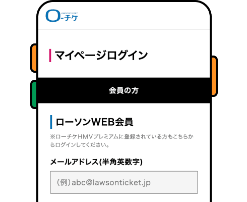ローソンチケット マイページログイン画面の該当部分イメージ