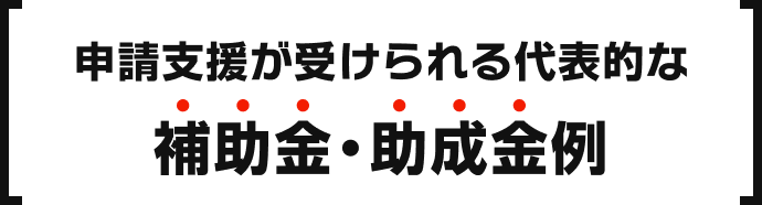 申請支援が受けられる代表的な補助金・助成金例
