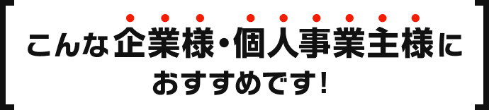 こんな企業様・個人事業主様におすすめです!