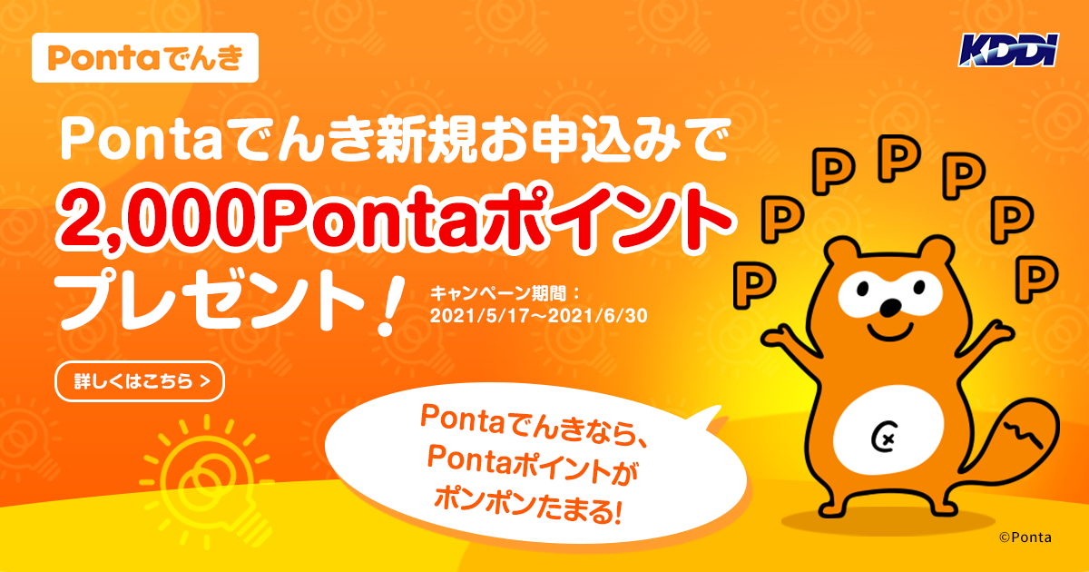 Pontaでんきなら Pontaポイントがポンポンたまる 共通ポイント Ponta ポンタ